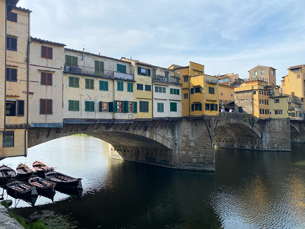 Close up of the Ponte Vecchio Bridge in Florence, Italy