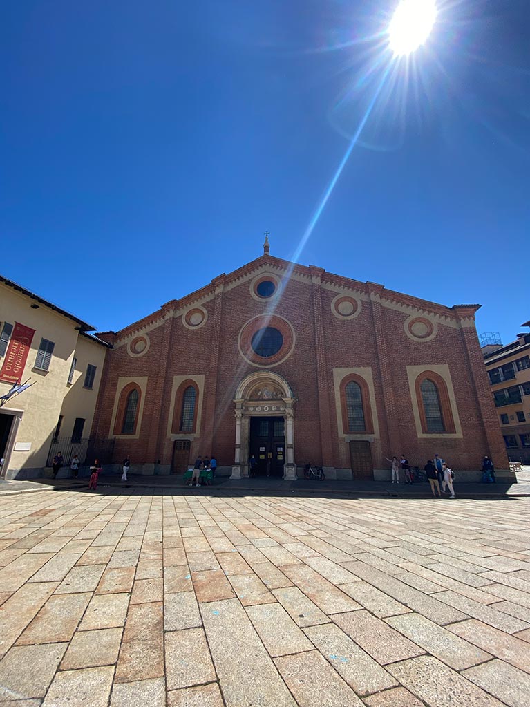The front of the Convent of Santa Maria delle Grazie in Milan Italy