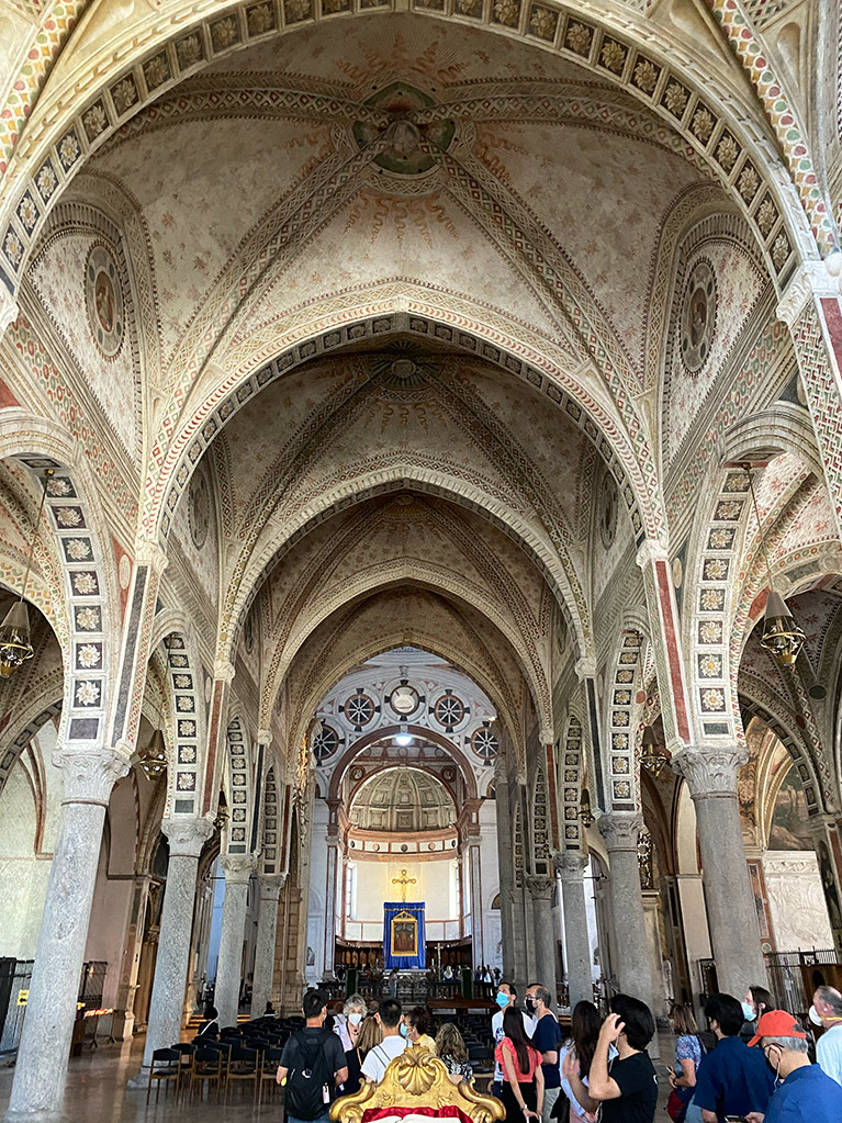 Inside and the ceiling the Convent of Santa Maria delle Grazie in Milan Italy