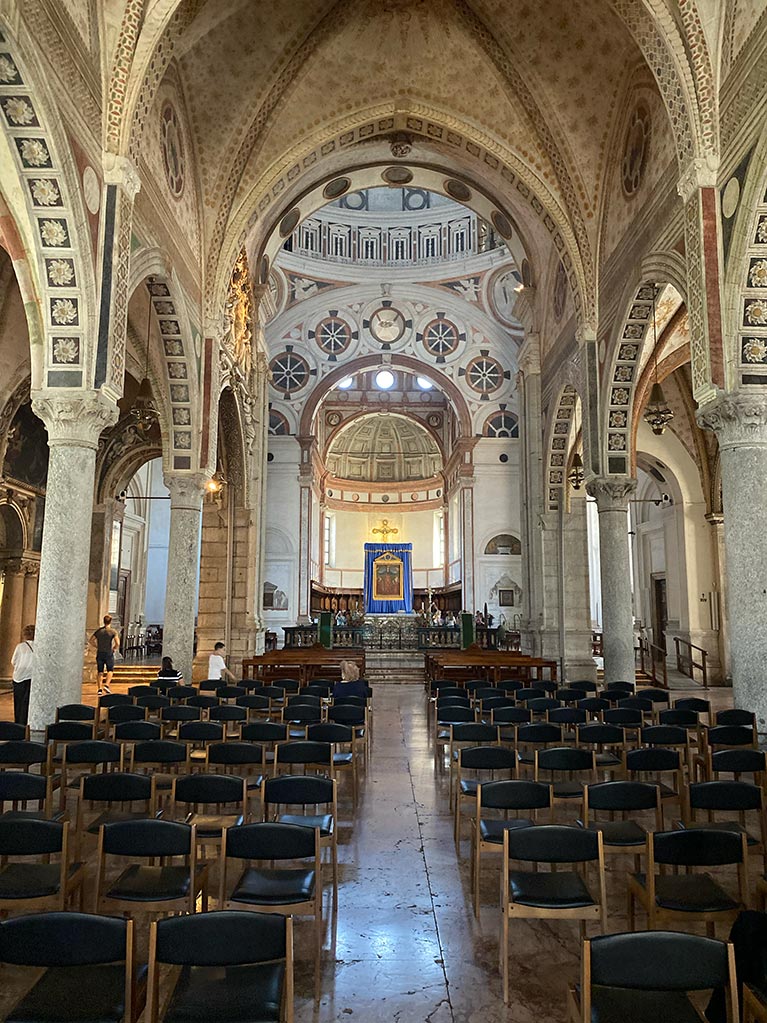 Down the isles of the Convent of Santa Maria delle Grazie in Milan Italy