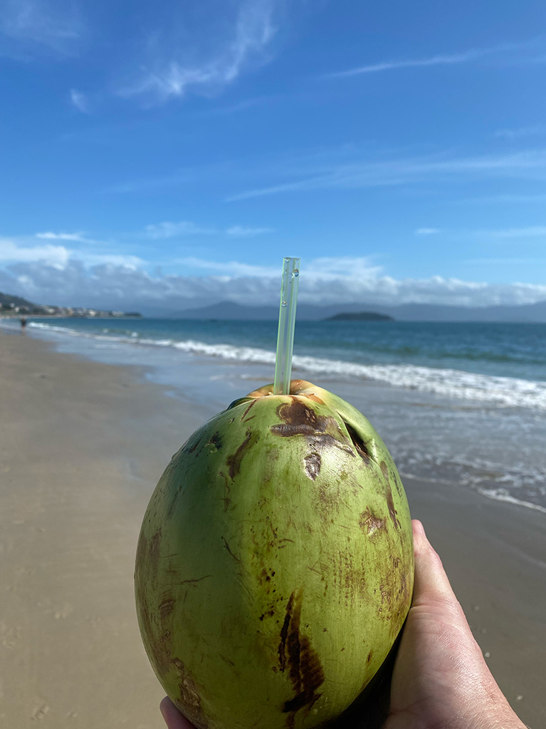 Young, green coconut for hydration